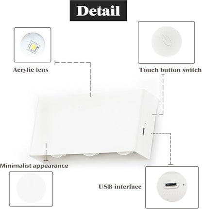 Shelprojsu LED Cordless Wall Sconce, 5200mAh Rechargeable Battery Operated Wall Lamp with Remote Control, 3 Colors and Dimmable Magnetic Wireless Wall Light (White, 1)