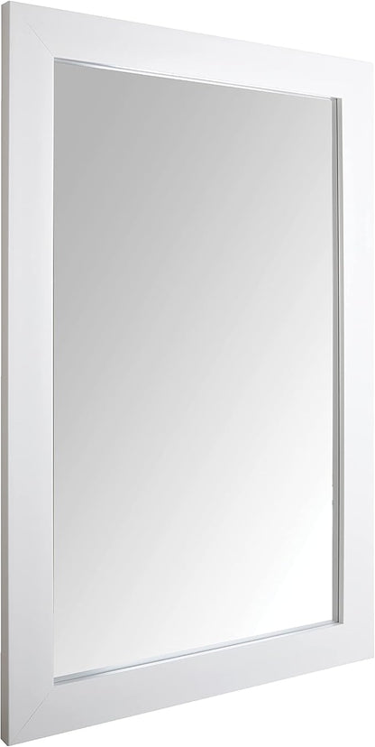 Amazon Basics Rectangular Wall Mount Mirror for Bedroom, Living Room, Entryway, Wide Trim, 24" x 36", White