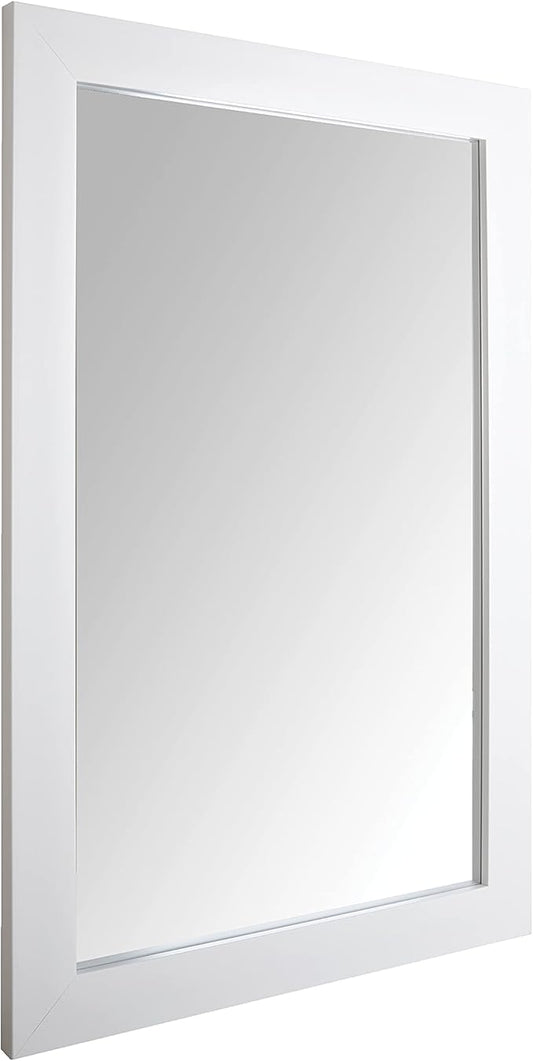 Amazon Basics Rectangular Wall Mount Mirror for Bedroom, Living Room, Entryway, Wide Trim, 24" x 36", White