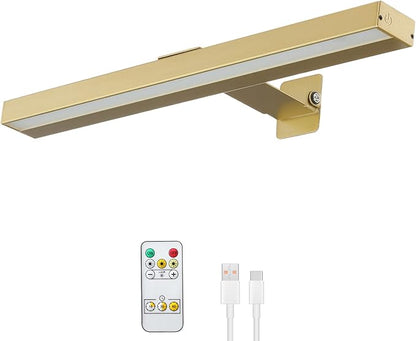Rechargeable Picture Lights with Remote, Rechargeable Battery Painting Light, Dimmable/Timer Off LED Dartboard Light, 16" Full Metal Picture Light with 50 LEDs for Artwork & Gallery Walls