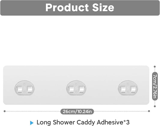Lsnisni 3 Pack Shower Caddy Adhesive Replacement, Strong Adhesive Hooks for Shower Caddy, Waterproof Adhesive Strips, No Drilling, for Bathroom Storage Shelves and Kitchen Racks