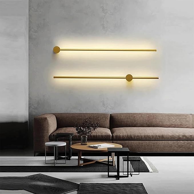 Minimalist Black LED Wall Light - 3-Color Adjustable Sconce for Bedroom & Living Room - 350° Rotatable Aluminium Design (100cm)(Gold,100cm)