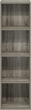 Furinno PASIR Book Shelf, 4-Tier Modern Bookshelf, Open Shelves Bookcase 9 x 12 x 42, for Living Room, Bedroom, Home Office, French Oak