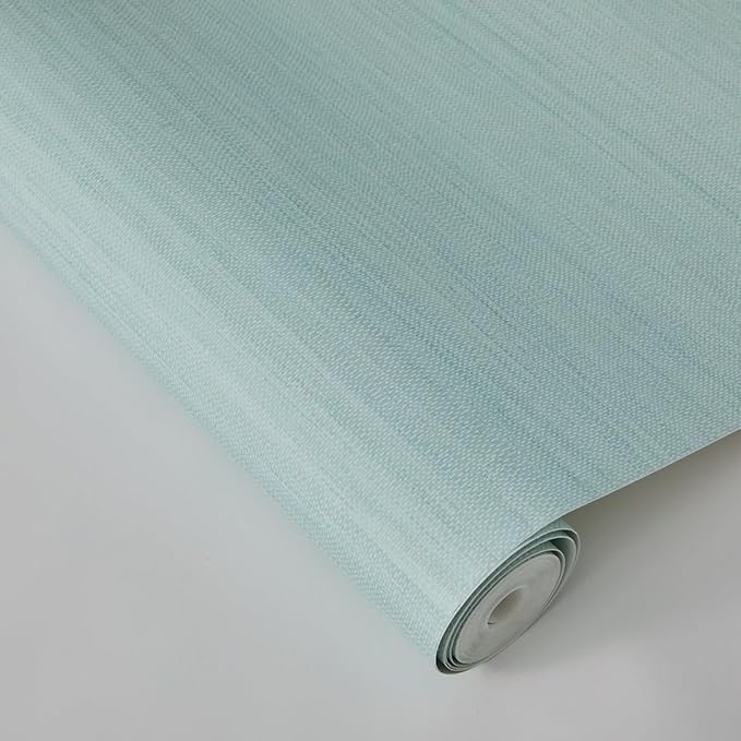 Tempaper Textured Seaglass Green Horizontal Faux Grasscloth Removable Peel and Stick Wallpaper, 20.5 in X 16.5 ft, Made in The USA