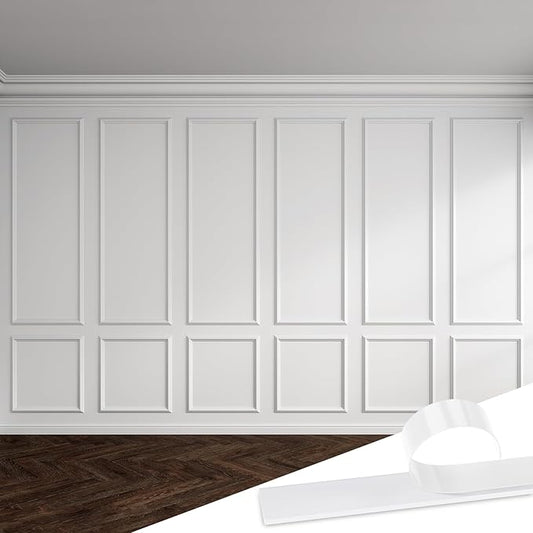 Pangda Peel and Stick Wall Molding Kit, 3D Premade Accent Molding Wainscoting Panel for Interior Wall Moulding Decor, Ready to Assemble Wainscoting Accent Panel(6 Set,24 x 54 in)