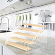 Homakover Tiered Spice Rack Acrylic Wood Board Spice Rack Organizer for Cabinet, Seasoning Organizer Spice Shelf, Space Saving Clear Stand Step Can Organizer for Kitchen Countertop Storage, 5 Tier