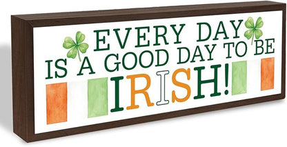 St Patricks Day Wooden Table Sign, Farmhouse Decor for St. Patrick's Days, Decorative Wooden Box Signs, Home Decor, Irish Pride Gift, A Good Day to Be Irish Sign, 9.5x3.1x1 inches