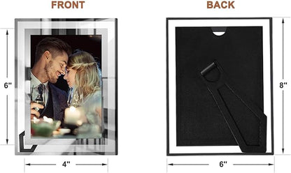 IZIDDO 4x6 Picture Frames Set of 2, Silver Glass Photo Frame for Tabletop Display, Gift Picture Frame, Horizontally or Vertically
