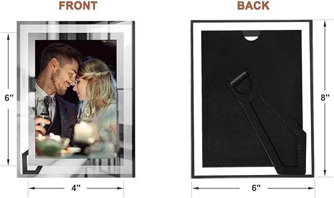 IZIDDO 4x6 Picture Frames Set of 2, Silver Glass Photo Frame for Tabletop Display, Gift Picture Frame, Horizontally or Vertically