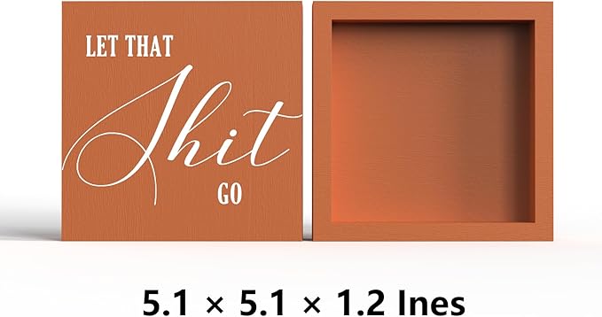 Funny Bathroom Sign, Orange Wood Box Decor for Half Bathroom, Humorous Farmhouse Shelf & Desktop Sign for Home or Office