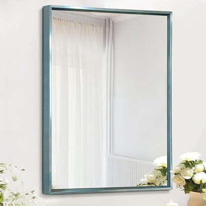 AAZZKANG Bathroom Mirror Large 28"x20" Modern Hanging Mirrors with Aluminum Alloy Frame for Vanity Bedroom Living Room Entry Home Wall Decor