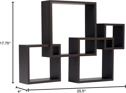 Danya B. Decorative Wall Mount Floating Intersecting Cube Accent Wall Shelf (Espresso)