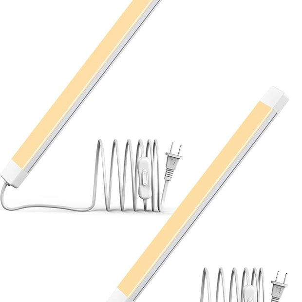 ASOKO 16 Inch Under Cabinet Lights,Plug and Play Under Counter Lighting,2700K Warm White with 700LM Bright,ETL Light Bar with ON/Off Switch for Kitchen,Under Desk,Workbench-2 Pack