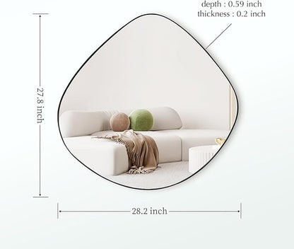 Irregular Wall Mirror Matel Matte Black Framed Wall Mirror for Living Room Bedroom Bathroom Entryway Wall Decor 28.2" L x 27.8" W ELE-003B