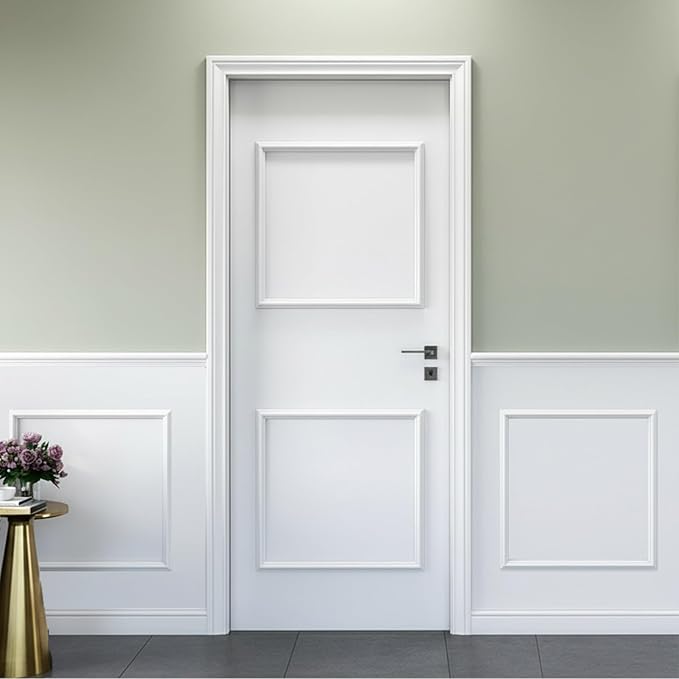 Peel and Stick Wall Molding, 4 Set 24" x 24" Premade Wainscoting Panels, Ready-to-Assemble Wall Accent Kit, Paintable Molding Trim Decor for Living Room Bedroom Hallway Kitchen Island