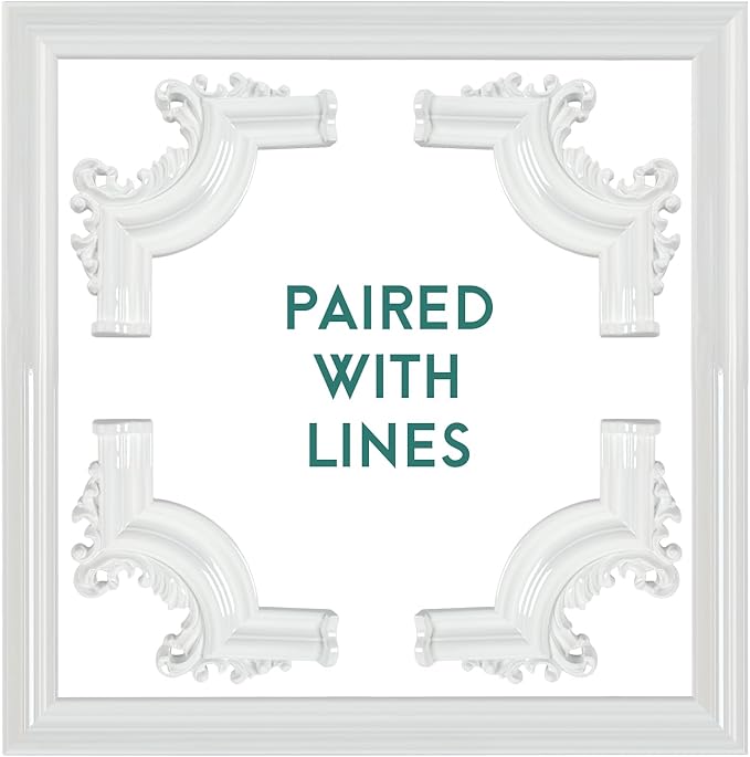 French Style 3D Floral PVC Panels - 6.1INx6.1IN.Self-Adhesive Corner Molding for DIY Wainscoting & Furniture Decor (2PCS,White)