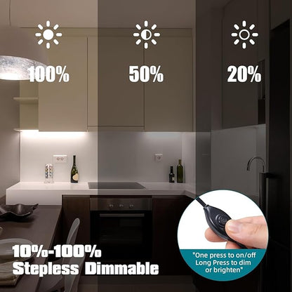 JUSJUBR Black Under Cabinet Lighting Plug in, Under Counter Lights, 12 Inch Dimmable LED Light Bar, Under Cabinet Lights for Sink, Counter, Desk, Cold White 6000K