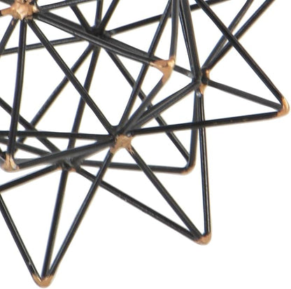 Deco 79 Metal Geometric Decorative Sculpture Home Decor Statue with Gold Accents, Accent Figurine 7" x 7" x 7", Black