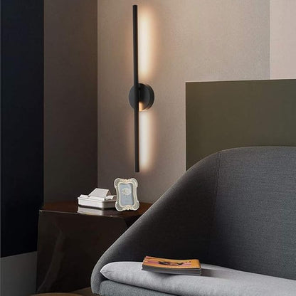 Aipsun 28in Modern Black Wall Sconce Rotatable 360° LED Black Wall Light Fixtures for Bedroom Living Room Hotel Hallway Corridor Warm White 3000K