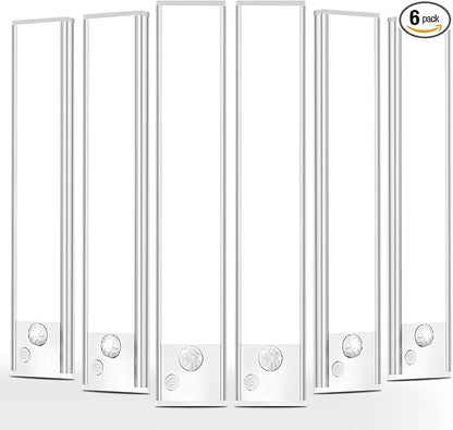 Under Cabinet Motion Sensor Lighting: 8 Inch Dimmable Rechargeable Lights Indoor - Battery Operated Lights - Undercabinet Closet Light Magnetic Led Light for Kitchen Home Bathroom Counter 6 Pack