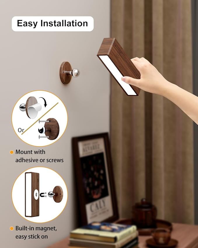 YiLaie Wall Lights for Bedroom Battery Operated, Battery Operated Wall Sconce Set of Two,Dimmable Wireless Wall Mount Lamp with 3 Color Temperature for Bedside