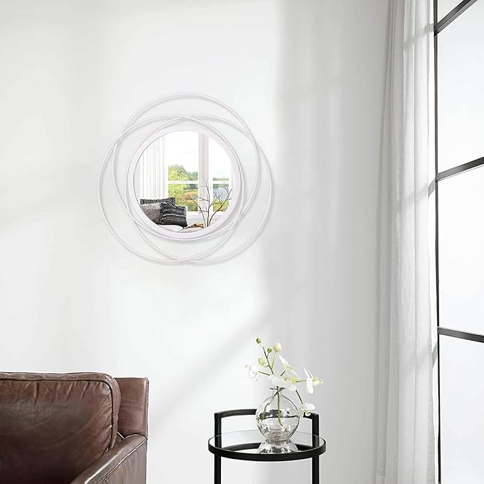 Wall Mirror Modern Metal Frame Arts Circle Mirror for Wall Decorative Home Living Room Balcony Bedroom Bathroom Hallway Farmhouse Entryway White 16