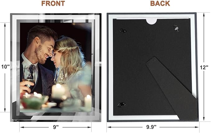 IZIDDO 8x10 Picture Frames Set of 2, Sliver Photo Frame for Tabletop, Glass Picture Frame, Horizontally or Vertically