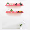 ROYALITA 24 Inches Acrylic Floating Book Shelves Wall Mounted Set of 2, Wall Hanging Plant Display Shelves, Room Decor Floating Wall Shelves for Gaming Room, Bedroom, Living Room, Office, Pink