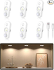 Diomart LED Motion Sensor Puck Lights Indoor, Rechargeable Under Cabinet Lights, Stick on Wireless LED Small Night Light for Closet, Drawer, Shelf, Under Cabinet, 6 Pack (White Light)