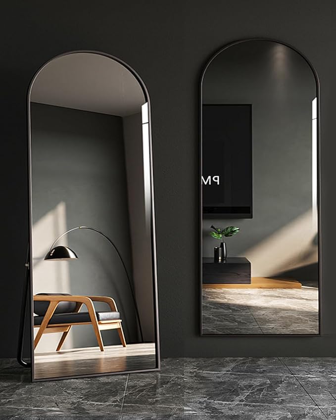 Arched Full Length Mirror, Floor Mirror with Stand, 30