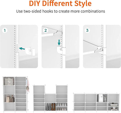 AWTATOS Shoe Rack, 8 Tier Shoe Storage Cabinet with Door, 32 Pair Shoe Organizer Shelves for Closet Hallway Bedroom Entryway, White