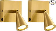 Battery Operated Wall Sconce Set of Two, Wall Lamp with Remote, 7000mAh Dimmable Magnetic 350° Swivel Cordless Rechargeable Wall Lights for RV Bedside Hallway Gallery Wall Decort - Gold