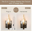 Yisuro Wall Sconces Sets of 2, Oil Rubbed Bronze Plug in Wall Sconce,Retro Rustic Wall Lamps,Sconces Wall Lighting with Amber Glass,Indoor Vintage Bedside Wall Lighting for Living Room Bathroom