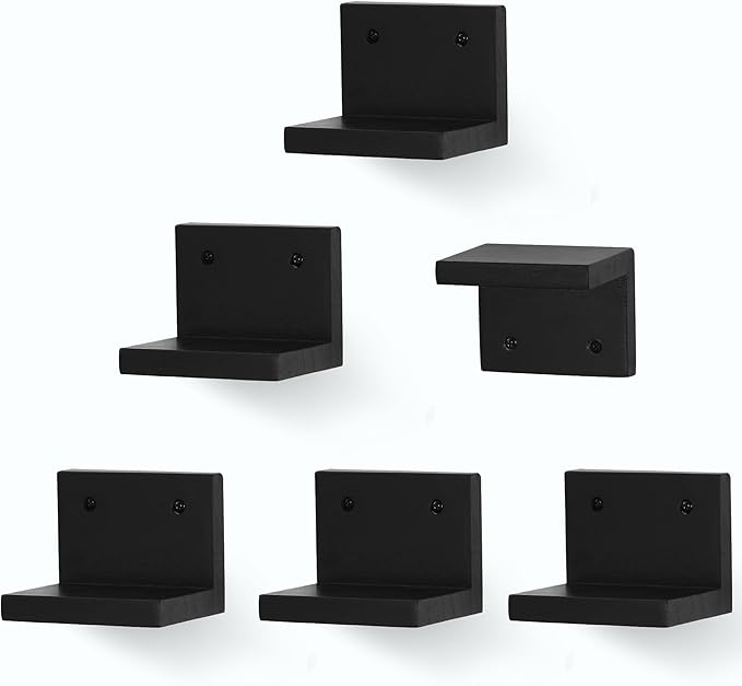 Small Floating Shelf for Wall Set of 6,Mini Shelves for Display Small Figurine,Plant,Collectibles,Wall Shelves for Bedroom Living Room Bathroom Kitchen Decor（Black）