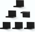 Small Floating Shelf for Wall Set of 6,Mini Shelves for Display Small Figurine,Plant,Collectibles,Wall Shelves for Bedroom Living Room Bathroom Kitchen Decor（Black）