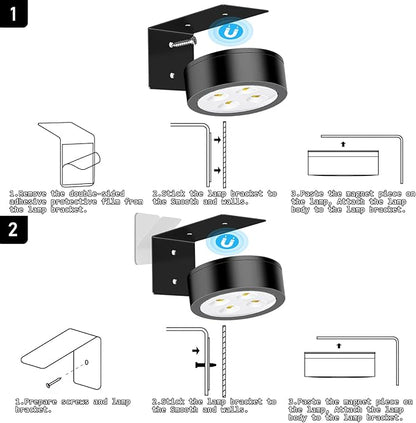 Wireless Magnetic Picture Lights LED Mural Light Rechargeable Battery-Powered Wall Frame Lights with 3 Lighting Modes, Remote Control, and Timer 3Pack Gold