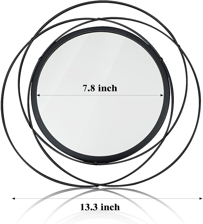 Cityelf 2 Set 13.3'' Black Circle Mirrors Wall Decor Iron Frame Wall Art Round Mirror Home Decor Hanging for Living Room/Bedroom/Bathroom/Entryway (Medium Size 13.3 inch,Circles)
