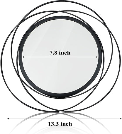 Cityelf 2 Set 13.3'' Black Circle Mirrors Wall Decor Iron Frame Wall Art Round Mirror Home Decor Hanging for Living Room/Bedroom/Bathroom/Entryway (Medium Size 13.3 inch,Circles)