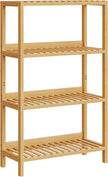 HOOBRO Bamboo Storage Shelf, 4-Tier Freestanding Shelving Unit, Multifunctional Storage Rack with Back Panel, 23.6 x 10.2 x 39.4 inches, for Bathroom, Living Room, Balcony, Kitchen, Natural YL95CJ01