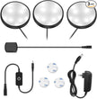 YGS-Tech LED Under Cabinet Lighting Kit, 1020 Lumens LED Puck Light, 5000K Daylight White, CRI90+, Touch Dimming, Black Trim All Accessories Included, for Kitchen, Closet Lights, Safe Light, 3-Pack