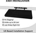 BGMG Wood Floating Shelves 16 inch, Wide Rustic Wooden Wall Shelves for Bathroom Living Room Bedroom Kitchen Farmhouse Set of 2-16x 6.7 x1.25 inch- Black
