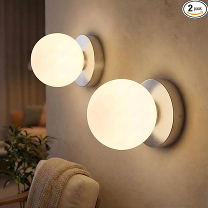 Battery Operated Wall Sconce Set of 2, Dimmable Wireless Brushed Nickel Wall Lamp with 14000mAh Rechargeable Battery, Portables Cordless Wall Light Fixtures for Painting Living Room Bedroom