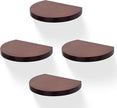 Small Wood Floating Shelves (4-Pack, 6-inch Diameter) - Round Sturdy Invisible Wall Mount Display for Small Plants,Toys,Bathroom,Living Room Storage & Modern Rustic Décor (Dark Walnut)