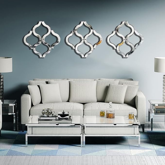DMDFIRST Arc-Shaped Wall Mirror, Silver, 14.75'x14.75', Modern Fashion Decor, Unframed, Beveled Edge