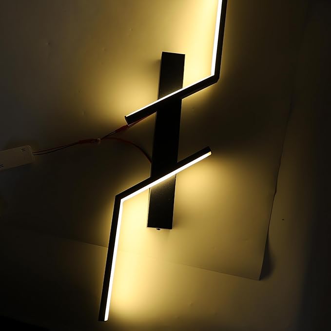 TOPINCN Modern Wall Sconce, Dimmable LED Light Fixture 3 Color Lighting, Metal Iron Art Wall Mounted Lamp, Black Line Minimalist Design, Suiatble for Living Room, Bedroom, Kitchen, (80cm)