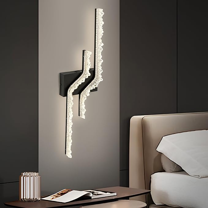 Modern Vanity Light Black 6000k LED Indoor Wall Lamp Acrylic Wall Light Fixture for Bedroom Living Room Hallway.