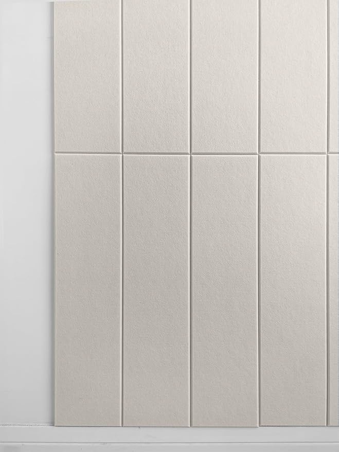 Shiplap Felt Wall Panels for Interior Wall Decor, Accent Wall Paneling for Bedroom Living Room & Office, Peel and Stick, Sound Absorbing – 24 Pack Felt Wall Tiles with Adhesive - Beige