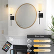 Battery Operated Wall Sconce Set of Two, Wireless Rechargeable Wall Light with Remote Control, Dimmable, 4 Color Temperatures, RGB, Timer, for Living Room,Bedroom,Entryway, Black, 20.6 Inch