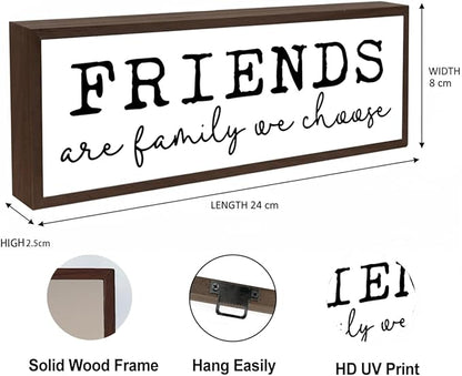 Friends are Family We Choose Sign, Friendship Wood Sign, Modern Farmhouse Wall Decor, Decorative Wooden Table Signs, Home Party Decor, Friend Gift, Long Wooden Box Signs