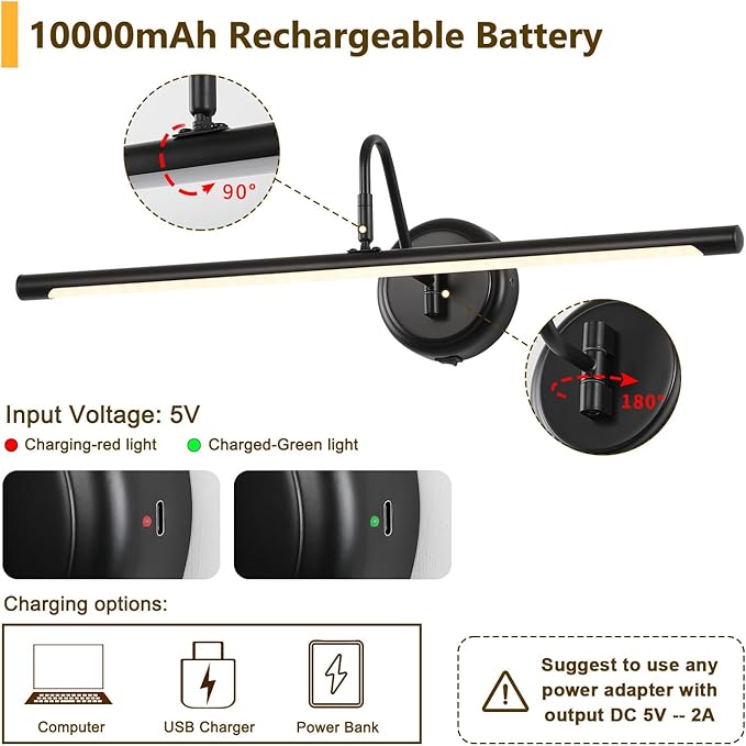 JOOSENLUX Battery Operated Picture Lights Modern Wireless Wall Lights 24.4